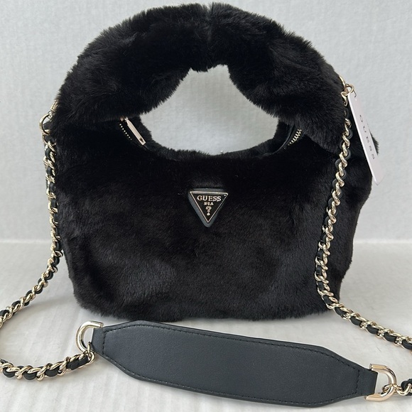 New Guess Black Shoulder Bag with Chain Strap - Picture 5 of 8